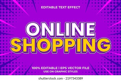 online shopping 3d text effect with trendy theme. typography template for promotion