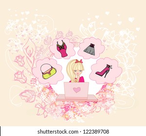Online shopping - abstract background