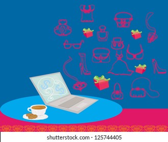  Online shopping abstract background