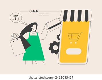 Online shopping abstract concept vector illustration. E-commerce platform, online shopping website, internet store, mobile application, digital product catalog, goods delivery abstract metaphor.