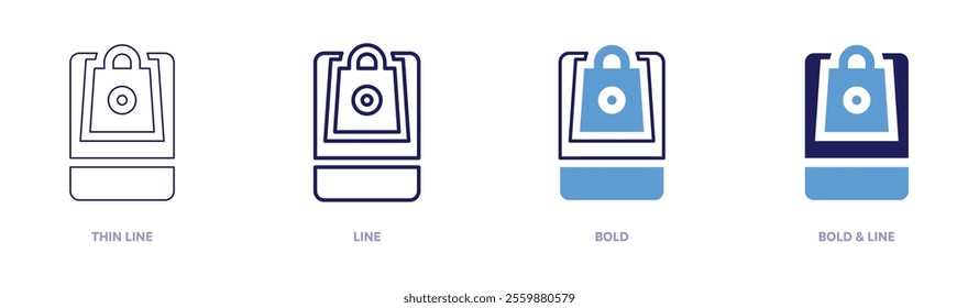 Online shopping accessories icon in 4 different styles. Thin Line, Line, Bold, and Bold Line. Duotone style. Editable stroke.