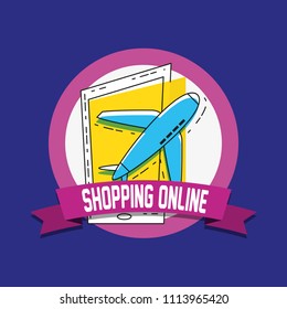online shopping with airplane flying