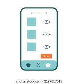 Online Shopping App Ui Template Vector Flat Illustration. Marketplace With Delivery Service Concept. Stay Home. Online Store, Paying By Card, Check.