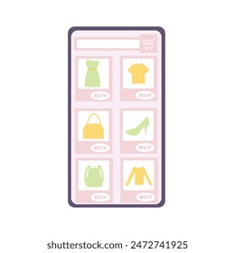 Online shopping app and website concept. Mobile smartphone with shopping application.