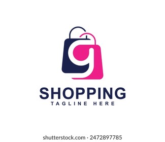 Online Shopping, Shopping Application Branding and Company Logo. Letter G with Shopping Bag Logo. Shopping Bag with Letter G Combination Logo Design.