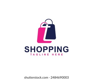 Online Shopping, Shopping Application Branding and Company Logo. Letter T with Shopping Bag Logo. Shopping Bag with Letter T Combination Logo Design.