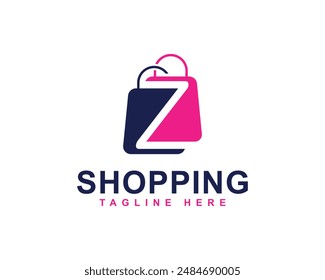 Online Shopping, Shopping Application Branding and Company Logo. Letter Z with Shopping Bag Logo. Shopping Bag with Letter Z Combination Logo Design.