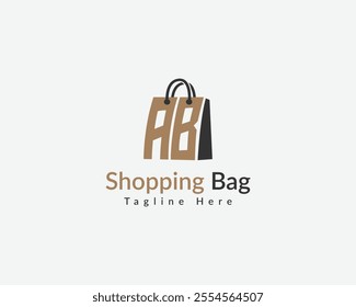 Online Shopping, Shopping Application Branding and Company Logo. Letter AB with Shopping Bag Logo. Shopping Bag with Letter AB Combination Logo Design.