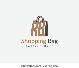 Online Shopping, Shopping Application Branding and Company Logo. Letter RB with Shopping Bag Logo. Shopping Bag with Letter RB Combination Logo Design.