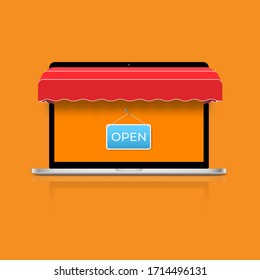 Online shopping with application. Business digital marketing concept.  vector illustration