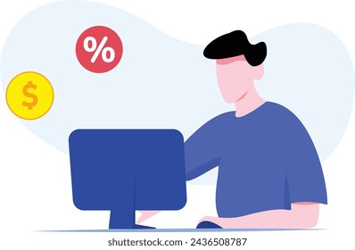 Aplicación de compras en línea Concepto de ilustración Una ilustración plana aislada sobre fondo blanco