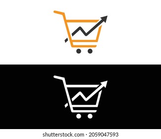 Online Shopping With Arrow Logo Design Vector Illustration.