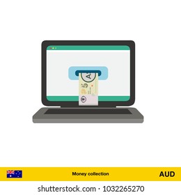 Online shopping. Australian dollar banknote. E-commerce platform concept vector illustration.