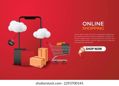Online shopping background, digital market on the website or mobile app.
