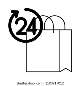 online shopping bag 24 hours isolated
