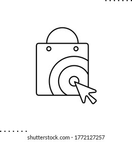 Online shopping bag  and arrow vector icon in outlines