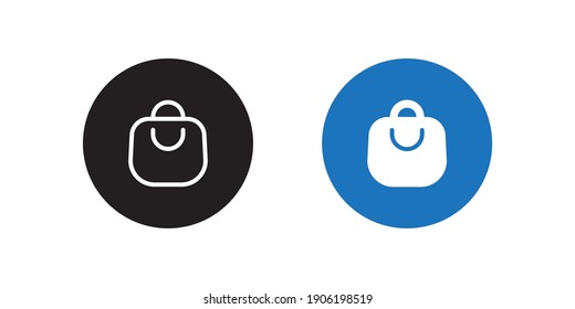 Online Shopping Bag Button Icon Vector in Flat Design