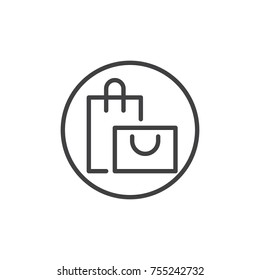 Online shopping bag button line icon, outline vector sign, linear style pictogram isolated on white. Symbol, logo illustration. Editable stroke