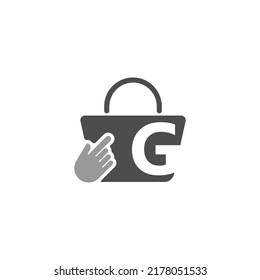 Online shopping bag, cursor click hand icon with letter G illustration