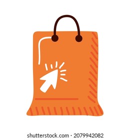 online shopping bag over white