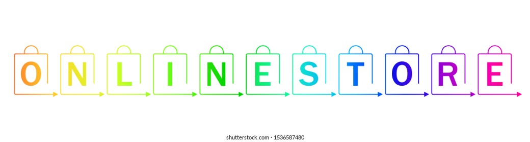 online shopping. Shopping Bags logo with shop inscription. Internet shop concept. Vector Illustration