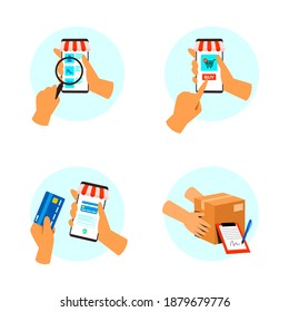 Online-Shopping-Banner, mobile App-Vorlagen, Design-Flachbild-Design