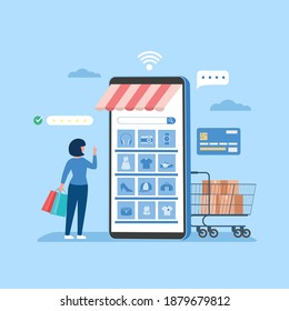 Online shopping banner, mobile app templates, concept flat design