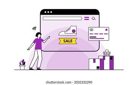 Online shopping banner, mobile app templates, concept vector illustration flat design