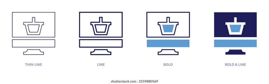 Online shopping behavior icon in 4 different styles. Thin Line, Line, Bold, and Bold Line. Duotone style. Editable stroke.