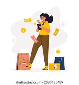 Online shopping black friday sale promotion offer vector illustration