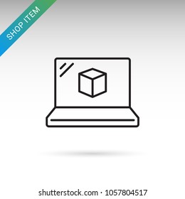 Online shopping black icon isolated on white background