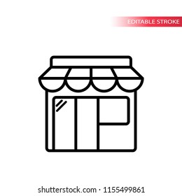 Online Shopping Black Outline Icon. Thin Line Market Place Icon. Editable Stroke.