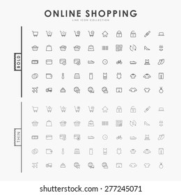 Online Shopping Bold And Thin Line Icons