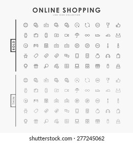 Online Shopping Bold And Thin Outline Icons