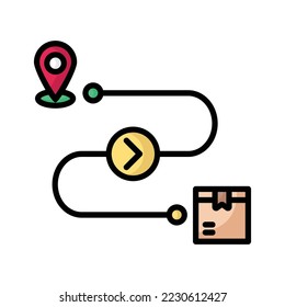 Online shopping box delivery line location icon. Vector illustration
