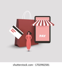 Online Shopping - Business Design Concept, Vector Illustration