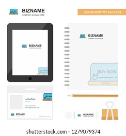 Online shopping Business Logo, Tab App, Diary PVC Employee Card and USB Brand Stationary Package Design Vector Template