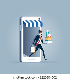 Online shopping - Businessman shopping online by smartphone