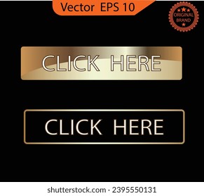 Online shopping buttons for UI UX website, mobile app. Set of glass gold buttons and sliders. Gradient mesh. Button set color gold glossy. EPS 10. Vector illustration.