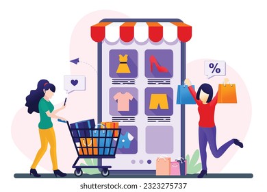 online shopping buy online, choosing fashion items, beauty products from online marketplace, clothing store, special offer, summer sale, winter sale offer, to pay mobile banking and tracking parcel