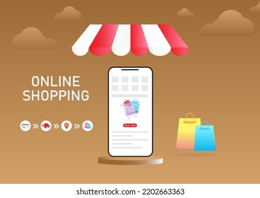 online shopping buy a smartphone and screen