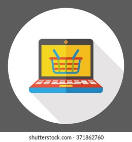online shopping by computer flat icon
