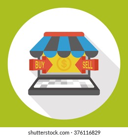 online shopping by computer flat icon