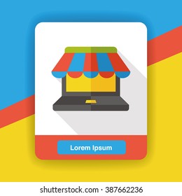 online shopping by computer flat icon