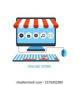 Online shopping by computer. Online Shopping,Online Marketing vector illustration