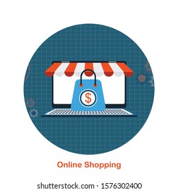 Online shopping by computer. Online Shopping,Online Marketing vector illustration