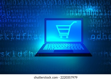 Online shopping by laptop abstract background illustration