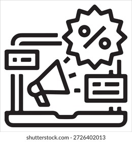 campanha de compras online ícone vetor comércio eletrônico promoção isolado no branco