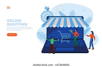 online shopping with card on web vector illustration concept