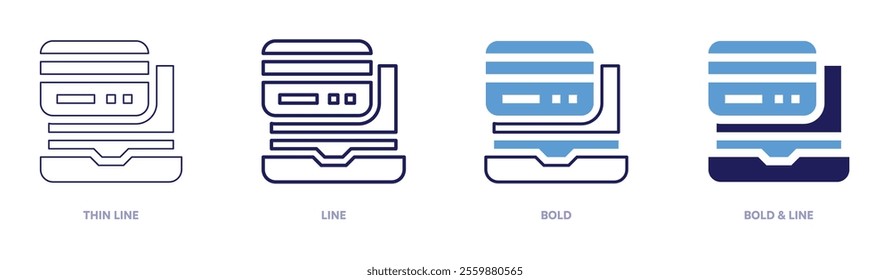 Online shopping cards icon in 4 different styles. Thin Line, Line, Bold, and Bold Line. Duotone style. Editable stroke.